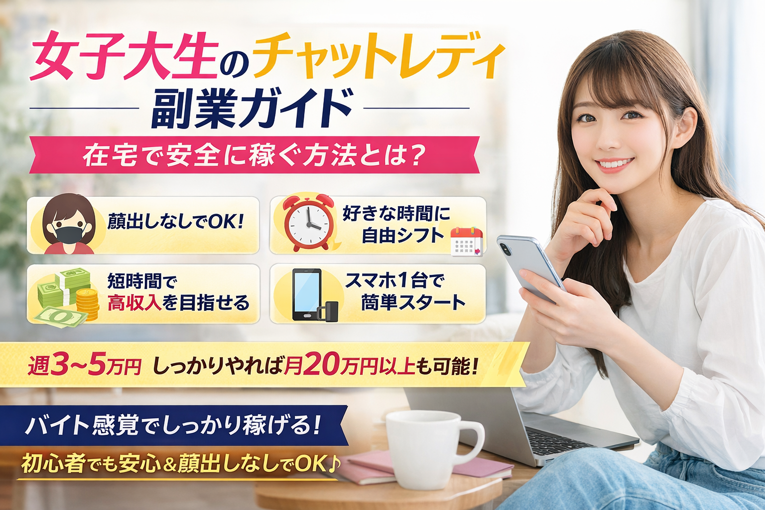 女子大生のチャットレディ副業ガイド｜在宅で安全に稼ぐ方法とは？